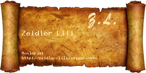 Zeidler Lili névjegykártya